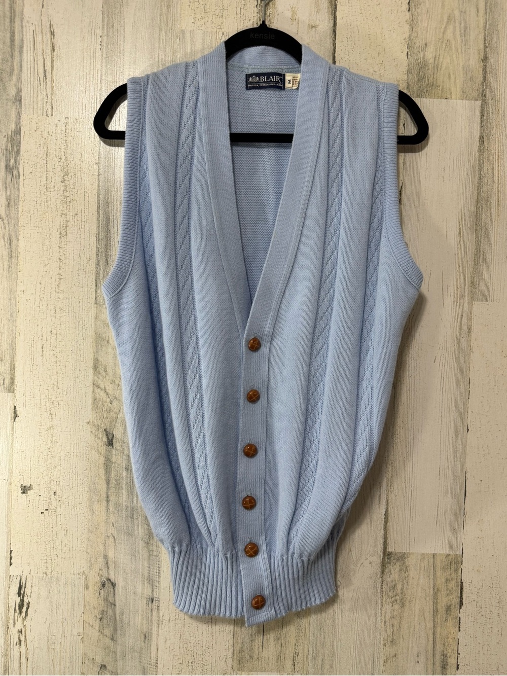 Blair Light Blue V-Neck Button Front Knit Vest